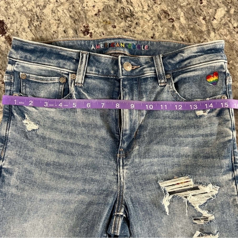 American Eagle high rise super stretch pride festival flare embroidered jeans - Picture 10 of 14